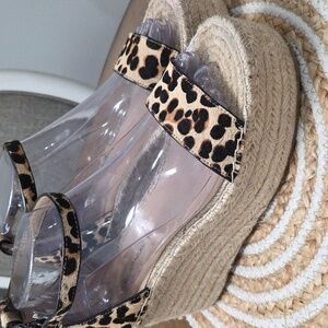 Antonio Melani Leopard Print “Beatriu” Platform Leather Espadrille - Size 8.5